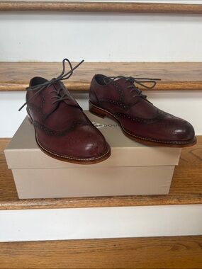 Joseph Abboud Men's Burgundy Wingtip Oxfords 8.5 D J. A. Greenwood NWT Box New